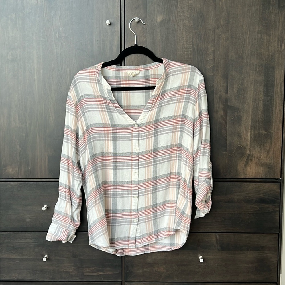 Soft Joie Dane plaid button down shirt; size small